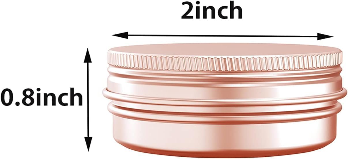 1 oz Aluminum Tin Jar with Screw Cap Refillable Container for Cosmetic, Lip Balm, Cream, Rose Gold 12 Pcs.