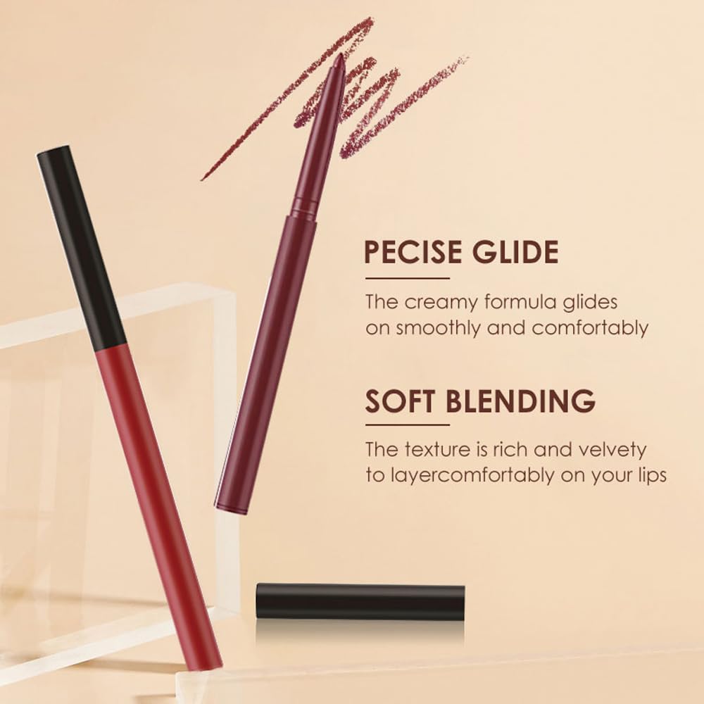 BestLand 6Pcs Matte Liquid Lipstick + Lip Liner Pens Set, One Step Lips Makeup Kits Pigment Velvety Nude Lip Stain Waterproof Long Wear Lip Gloss Make up Gift Set (Chic Shades Lip Set)