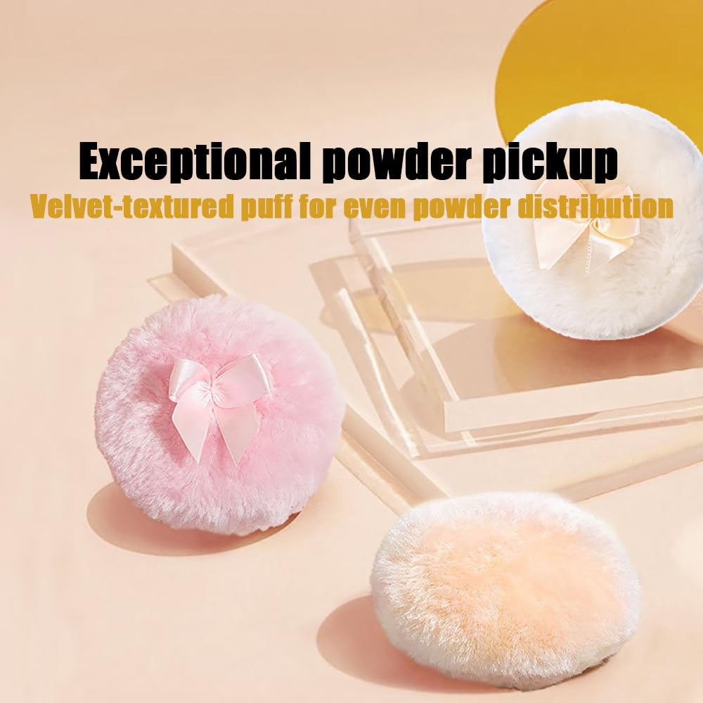 Luxury 4 Inch Glass Powder Container with 2 Soft 3.5" Puffs｜Non-Sealed Refillable Organizer for Body Powder,Makeup & Jewelry｜Setting Powder Applicator w/ Loose Powder Storage(Butterfly-Dazzling Color)