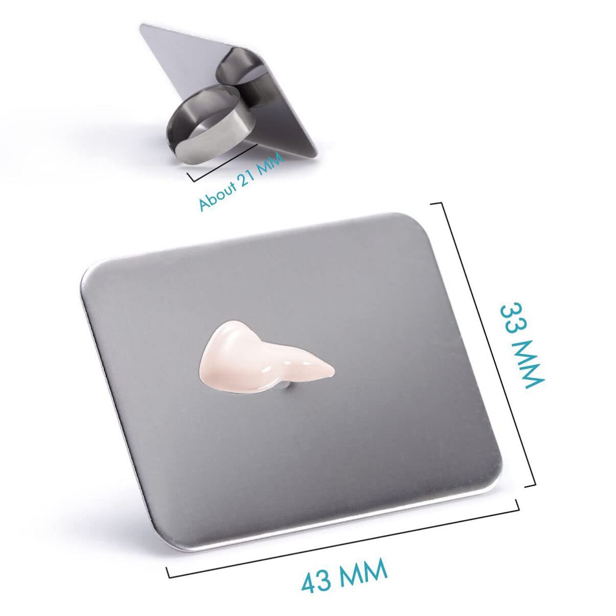 Alipis 2Pcs Nail Art Palette Ring, Stainless Steel Makeup Mixing Palette Finger Ring Professional Nail Polish Drawing DIY Art Color Mixing Tools Makeup Supplies