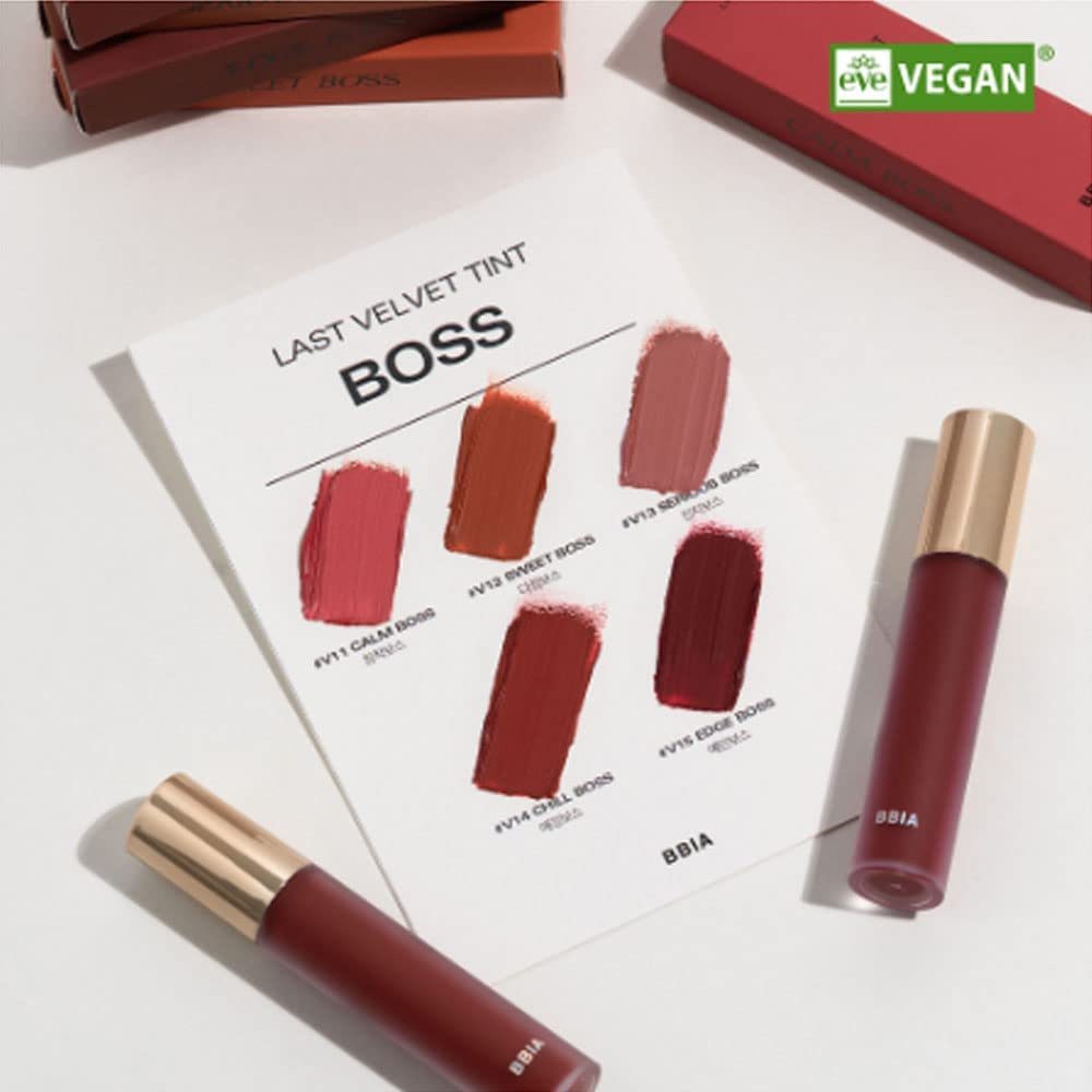 BBIA Last Velvet Tint - Soft & Creamy Matte Finish Lip Stain, Blur Effect with Velvety Texture, Long-Lasting, High Pigment, Lightweight, Non-Drying, Vegan, Korean Lip Makeup (V15 EDGE BOSS)