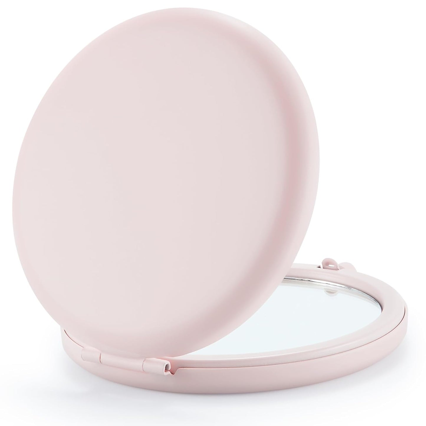 Compact Mirror for Purse, Pack of 6 Double-Sided 1X/2X Magnifying Round Metal Pocket Makeup Mirrors (Round, Pink Marshmallow)