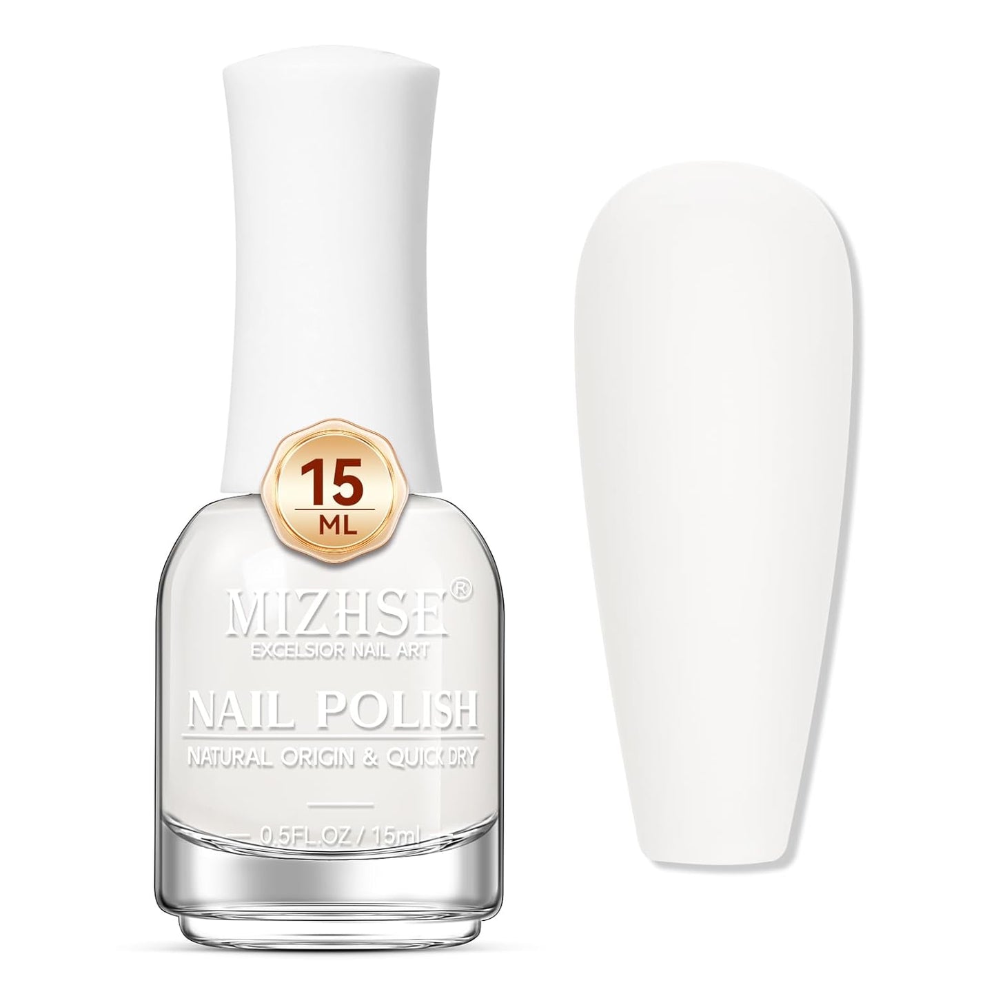 MIZHSE White Nail Polish Matte, 15ML Large Capacity Quick Dry Nail Lacquer for Nail Art Varnish, Mist Effect Matte Finish Velvet Nail Polish for Women Girl Nail Art DIY Home. 0.53 fl oz
