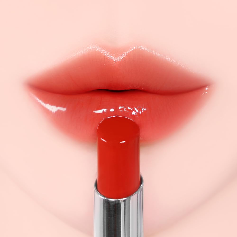YNM Candy Gloss Balm 3g (03 CRIMSON CHILI, 3g) (+9 colors) K-beauty, Tinted, Color Lipstick Balm, Glossy, Moisture, korean, Jello lips, Non-Sticky and Long-lasting