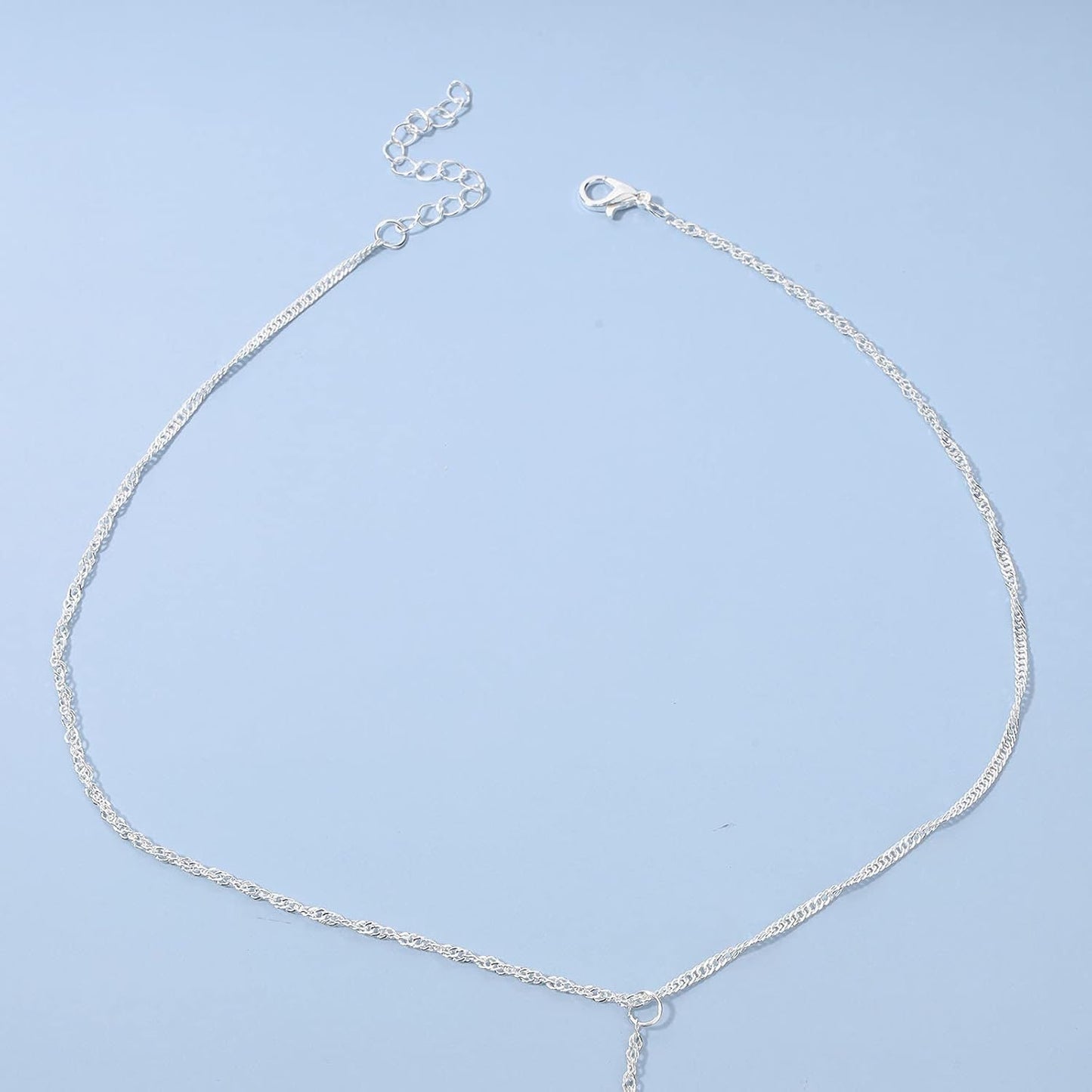 Boho Layered Lava Bead Necklace Silver Stacking Y Necklace Skinny Chain Tassel Necklace Long Chain Y Lariat Necklace Jewelry for Women