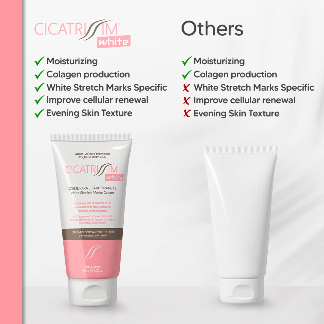 Cicatrissim White Stretch Mark Fade and Removal Cream - Innovative Formula With Pure and Powerful Natural Ingredients From Brazilian Flora - For All Skin Types.