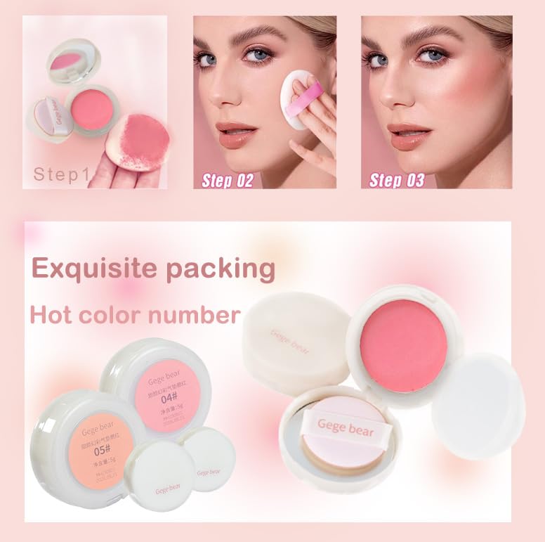 Silky Matte Blush,Blush Powder for Cheeks,Long-Lasting, Natural Look, Powder Blush Palette, Complements All Skin Tones