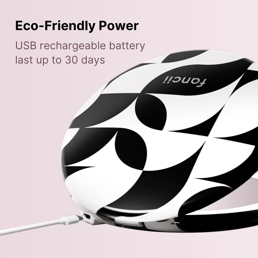 Fancii Taylor Compact Travel Makeup Mirror with Lights, 10x /1x Magnifying, Rechargeable, 3 Light Modes, Dimmable - Small Lighted Handheld Purse Mirror, Double Sided, for Gifts (Mellow Monochrome)