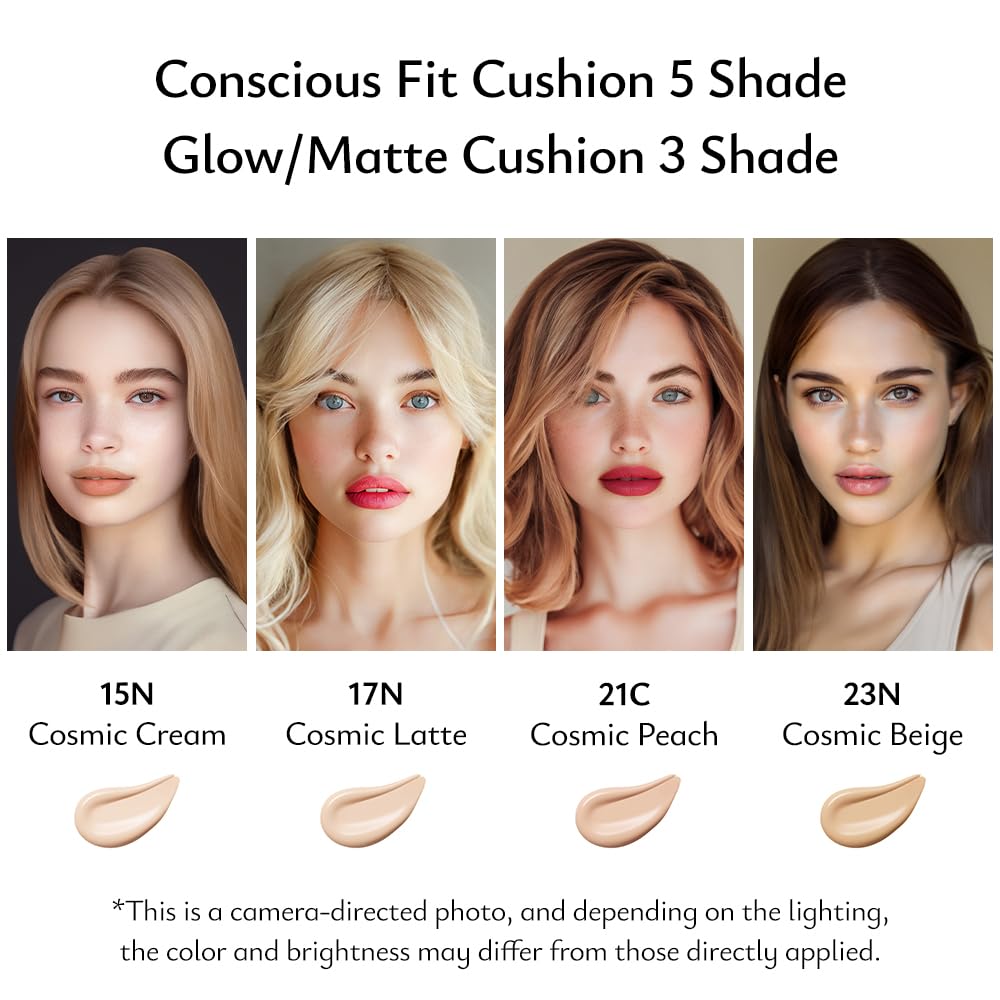 MOONSHOT KOREA Matte Fit Cushion Foundation Full Coverage Matte Finish, Breathable Makeup for Face, Long Lasting, Lightweight K-BEAUTY (23N Cosmic Beige, Matte Fit Cushion)