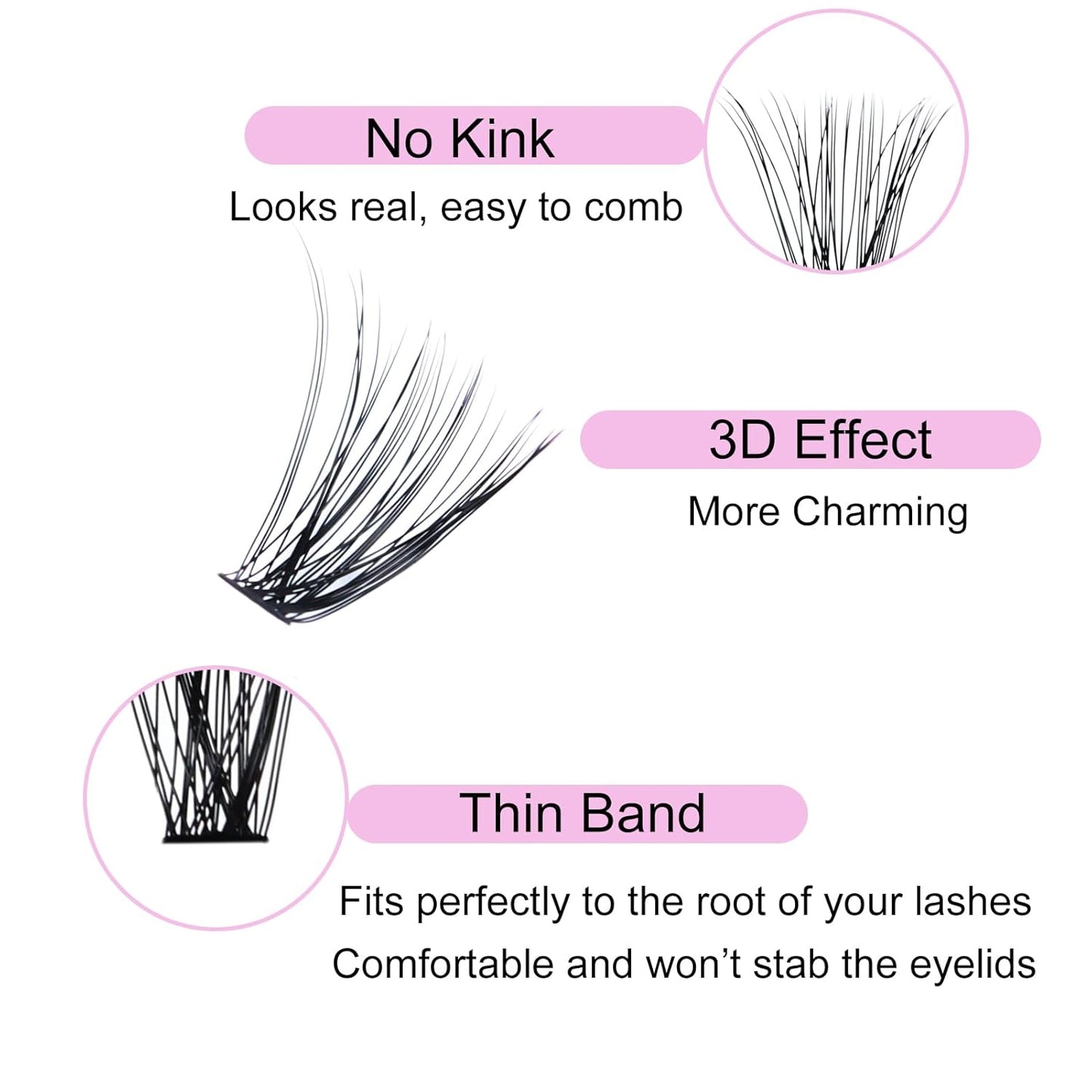 Lash Clusters LAUBESS Individual Lashes Waterproof Eyelash Clusters DIY at Home Cluster Eyelash Extensions Soft Cluster Lashes for Beginners (40D-D-14)