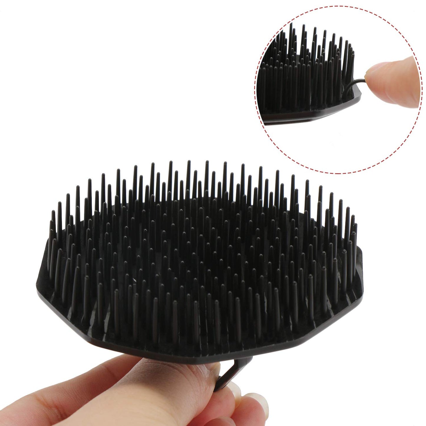 Scalp Massage Shampoo Brush, Segbeauty 4pcs Massage Hair Brushes Floriated Shower Comb for Deep Cleaning Hair Men's Hand Brush Growth Beard Brush Pet Grooming Brushes (Black(Ringed Handle))