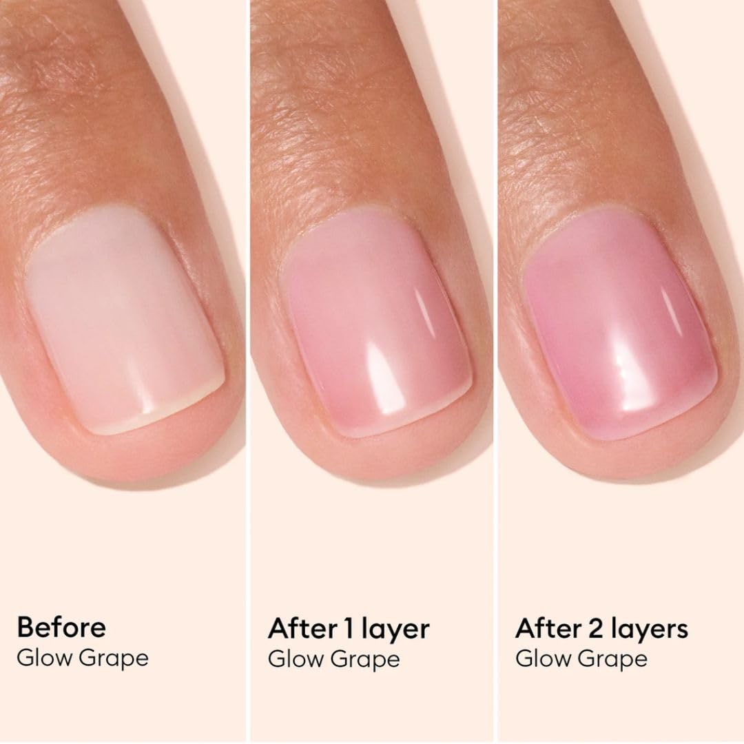 Manucurist Active Glow Grape All-in-One Perfecter Nail Polish & Care - No Lamp - Vegan & Made in France Ultra-Glowy Lilac Mirror-Like Shine - Nail Concealer & Care - Plant-Based Ingredients