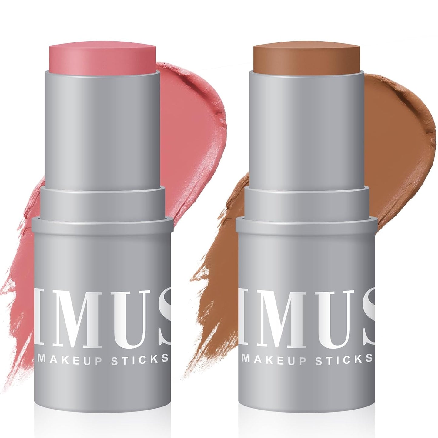 KIMUSE Cream Contour Stick Duo, Cream Blush Stick, Bronzer Shaping Stick, Creamy, Highly Pigmented, Long Lasting, Vegan Face Make Up Sticks