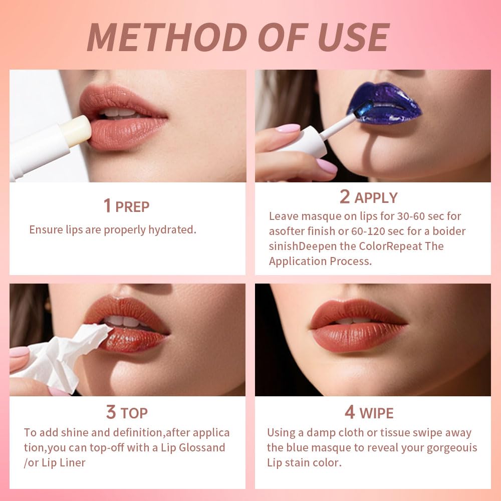 Lip Stain - Wipe-Off &Peel Off Lip Color | Waterproof, Long Lasting, Transfer-Resistant, Smudge-Proof Lip Tint | Easy Wipe Finish, High Pigment | All-Day Vibrant Kiss-Proof Lip Stain, Muted Terracotta