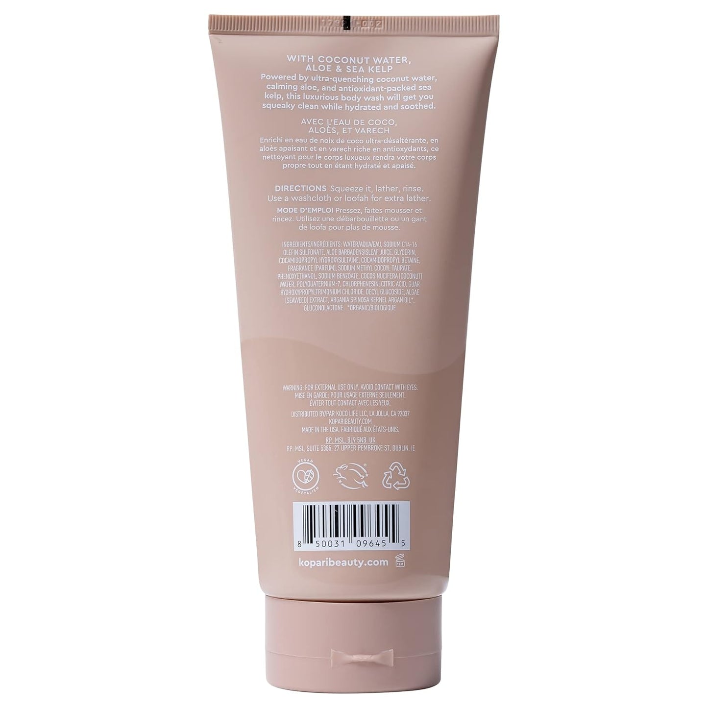 Tahitian Vanilla Hydrating Body Wash with Coconut Water, Aloe & Sea Kelp | Cleanses Without Stripping Moisture or Natural Oils | Infused with Notes of Warm Vanilla | Vegan and Cruelty-Free | 9.0 Oz