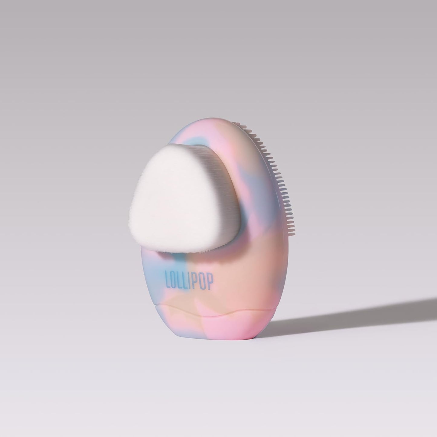 LOLLIPOP Dual-Sided Facial Cleansing Brush | Palm Size Silicone Face Exfoliator and Soft Fiber Cleanser | Manual Face Scrubber for Pores, Makeup Removal, Blackhead and Skincare Routine, Rainbow