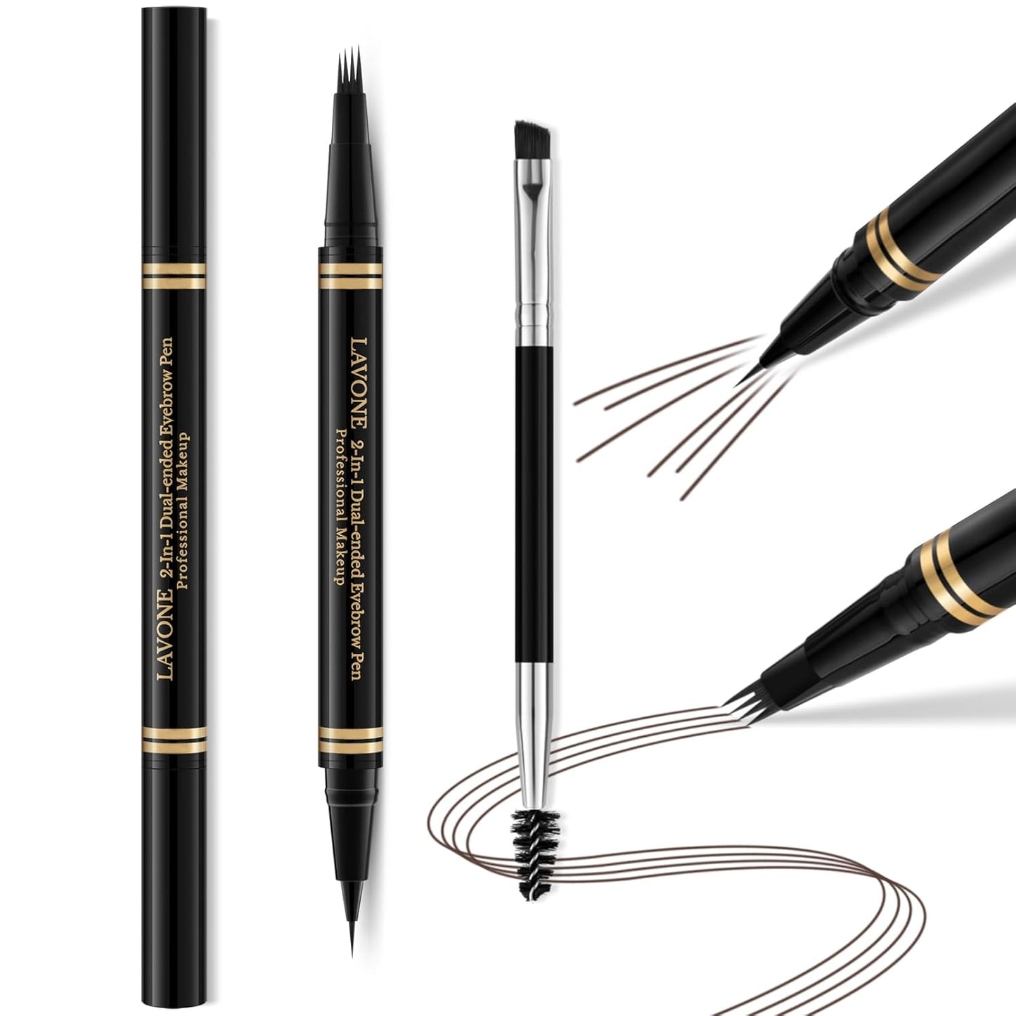 Eyebrow Pen,2-in-1 Waterproof Eyebrow Pencil with 4 Tip Microblading Brow Pen and Ultra-Precise Brow Pencil,with Dual-ended Eyebrow Brush,Eyebrow Makeup for Natural Looking - Espresso