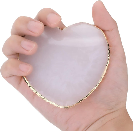 Resin Nail Art Palette Gold Edge Nail Holder Heart Shaped Color Makeup Foundation Mixing Tools Display Board Gel Nail Art Color Mixing Palette Painting Tray Manicure Tool