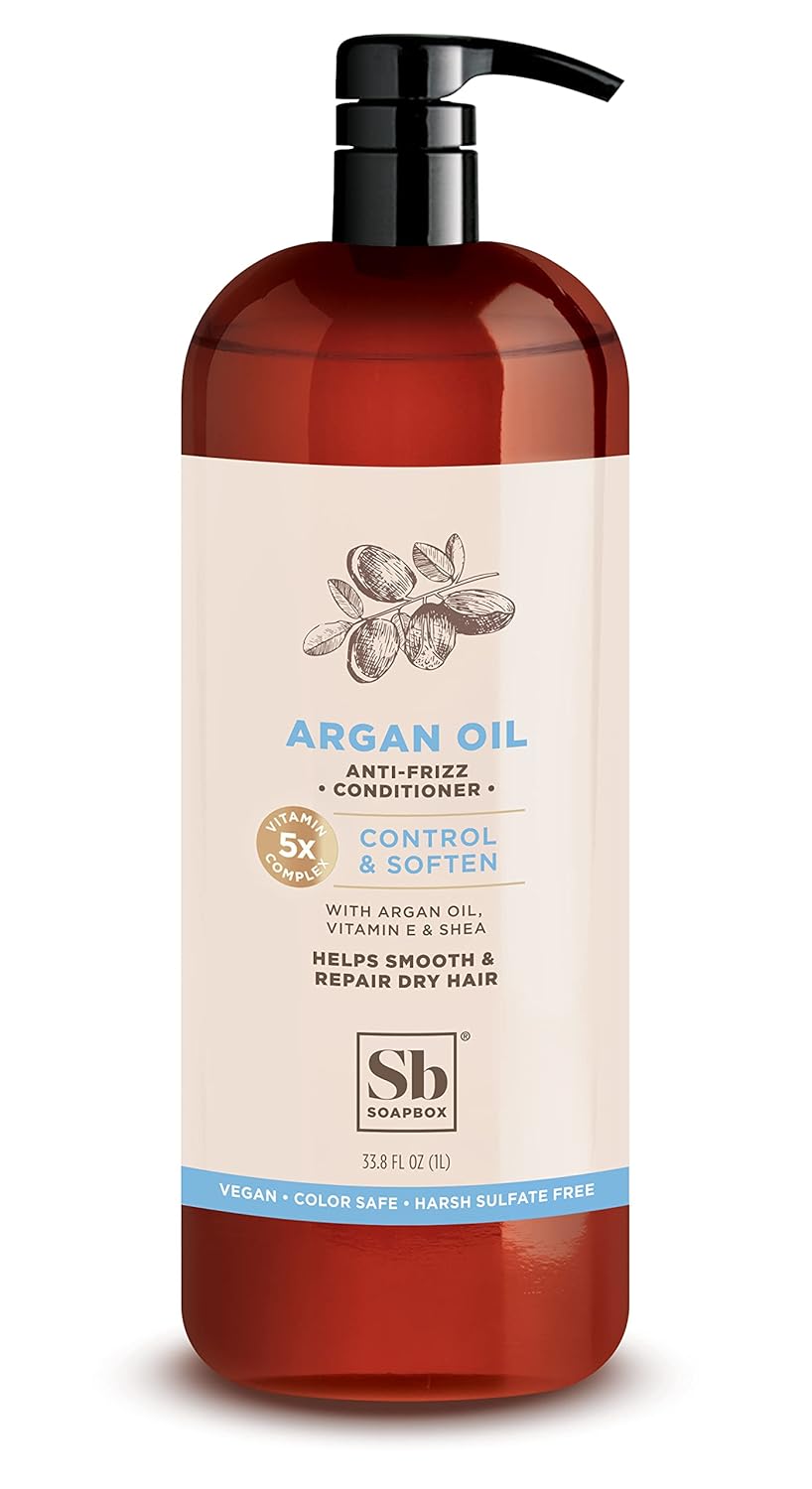 Soapbox Argan Oil Conditioner, Sulfate Free, Paraben Free, Silicone Free, Color Safe, and Vegan Hair Conditioner (33.8 Ounces)