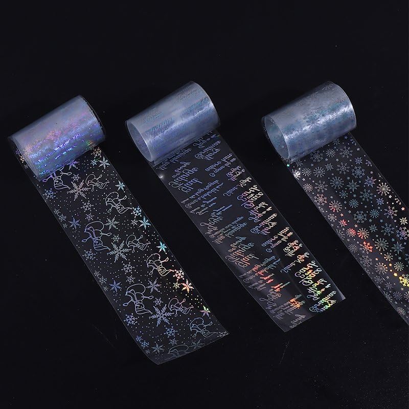 Christmas Nail Foil Transfer Stickers 10 Rolls Silver Snowflakes Skull Nails Stickers White Bunch Nail Foils 1 Box Colorful Starry Sky Paper Nail Decals Christmas Nails Art Sticker Nails Art Decals