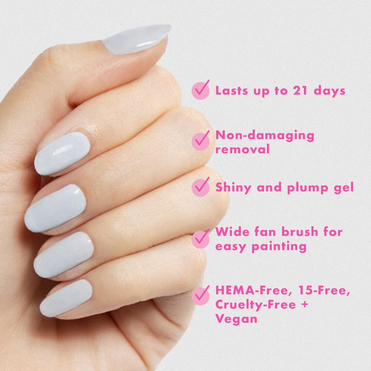 Olive & June Gel Polish | UV LED Nail Lamp Needed | Long Lasting Formula | Up to 21 Days of Wear | No Damage Removal|Salon-Quality Manicure Pedicure at Home|Vegan HEMA-Free Cruelty-Free| BP Icy Blue