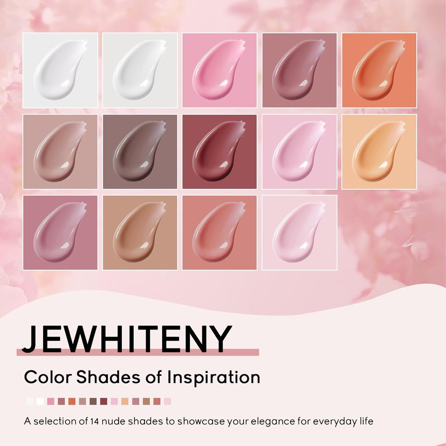 JEWHITENY 14 Colors Poly Extension Gel Nail Kit With U V Lamp Nude Pink White Brown All In One Poly Gel Starter Kit With Base Top Coat Manicure Salon Frence Nail Art DIY
