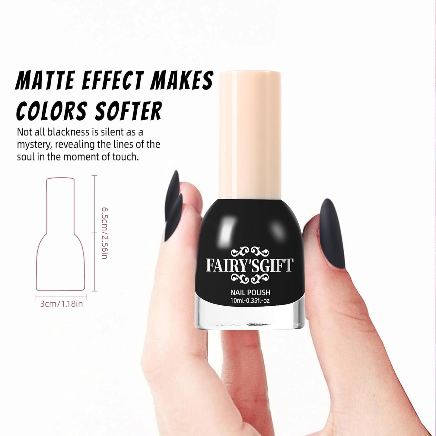 Matte Nail Polish Air Dry Nail Lacquer for Nail Art Varnish, Mist Effect Matte Finish Velvet Nail Polish, 0.35 fl oz (Piano Black-09, 10 ML)