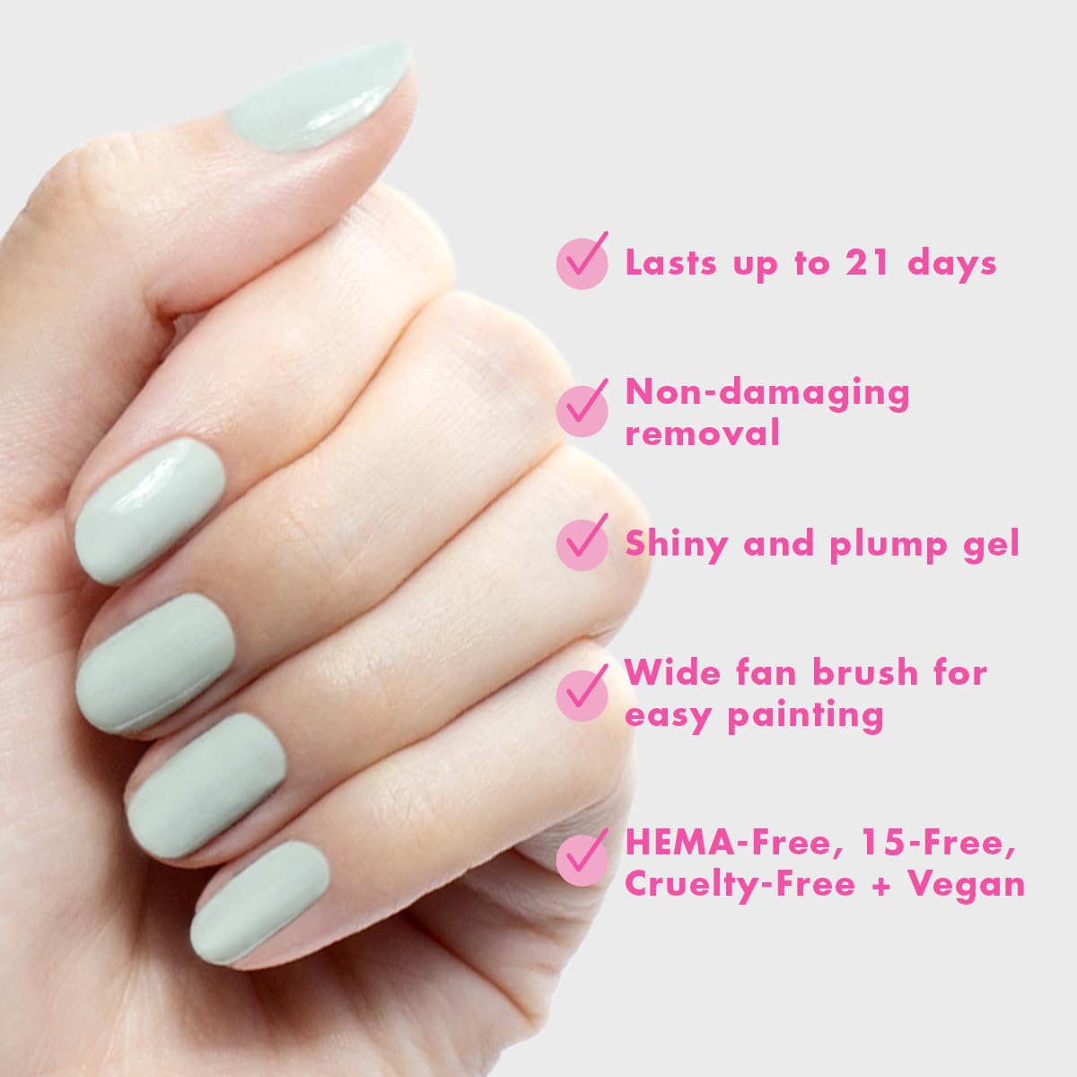 Olive & June Gel Polish | UV LED Nail Lamp Needed | Long Lasting Formula | Up to 21 Days of Wear | Damage-Free Removal | Salon-Quality Manicure, Pedicure at Home | KMC | Pastel Sage