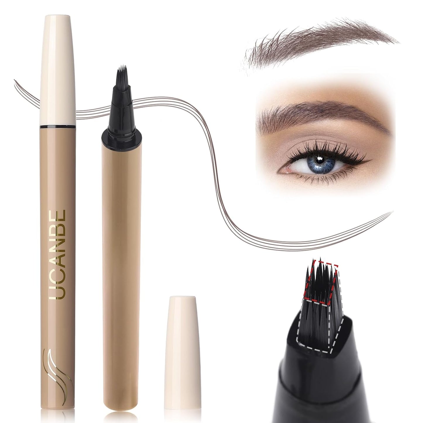 Microblading Brow-Fection Brow Eyebrow Pencil – Angled Brush Tip, Wild Natural Hair-Like Strokes, Patented Design, Long-Lasting & Smudge-Proof, for Beginners & Pros(04 Ash Brown）