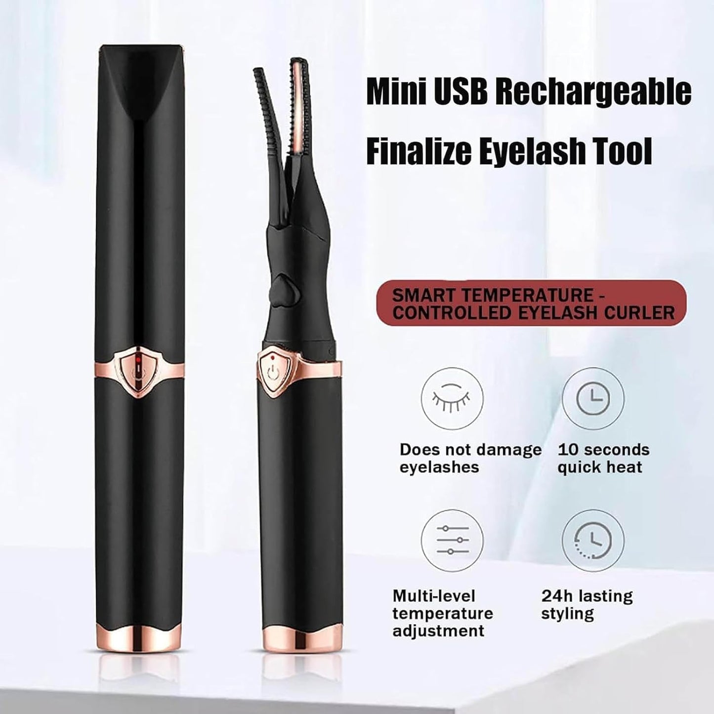 Electric Eyelash Curlers, 2025 New Heated Eyelash Curler, Eyelash Curler for Women, with 8s Fast Heating, 3 Adjustable Temperatures, USB Rechargeable for Long-Lasting Curls (White)