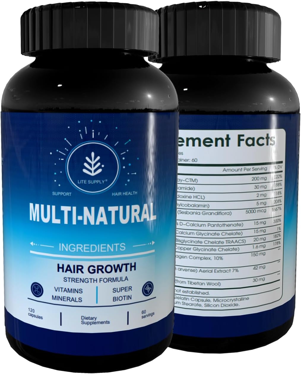 Hair Growth Vitamins for Women & Men, 120 Hair Growth Capsules, Natural Hair Thickening Products for w/Biotin 5000mcg, Collagen & Zinc - Hair Supplement, Regrowth Hair Vitamins