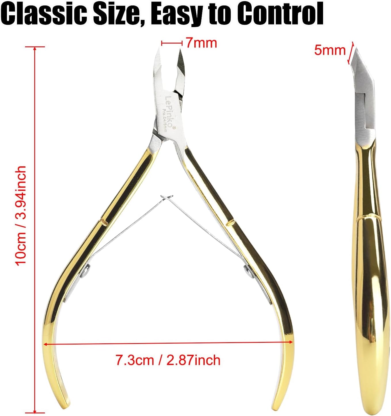 LePinko 4 Packs Upgraded Cuticle Trimmer kit, Sharp Dead Skin Clipper, Labor-Saving Cuticula Remover for Fingernail Toenail, Manicure Pedicure Tool for Women Men, 5mm Jaw, Golden