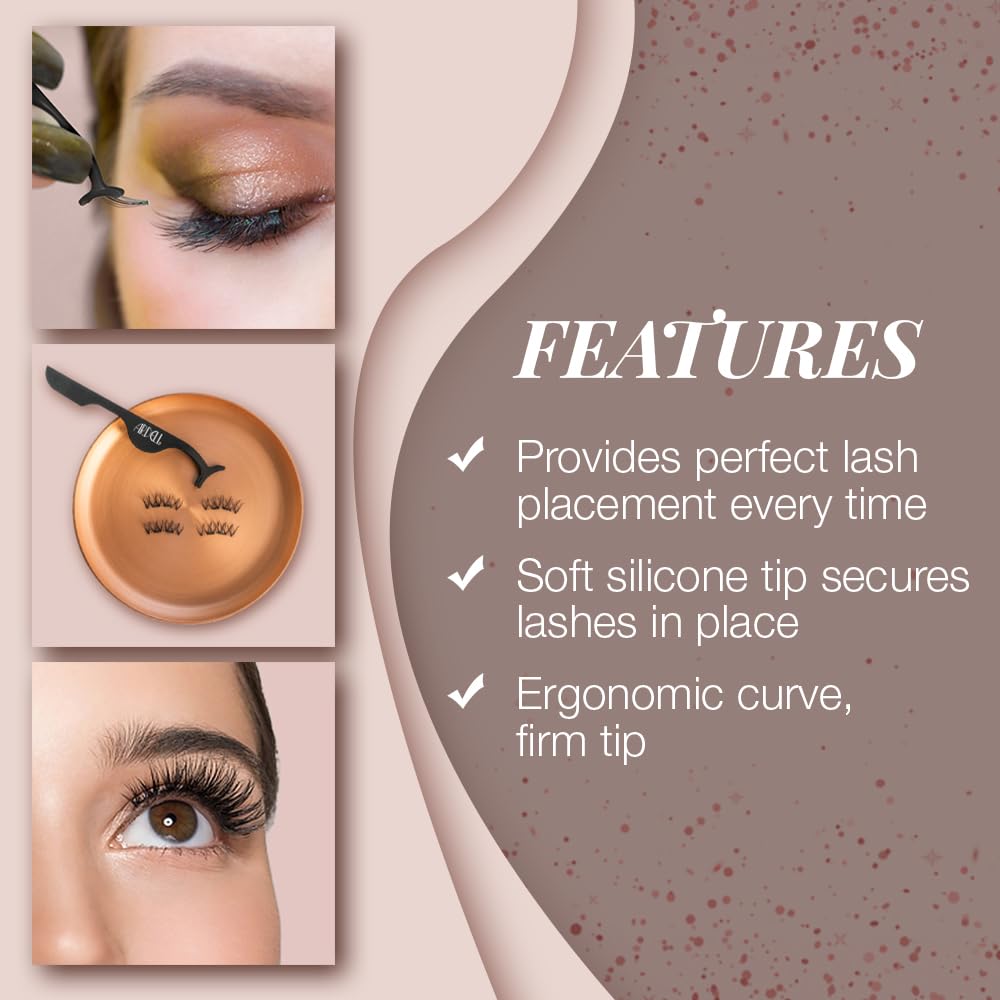 Ardell Silicone Lash Applicator Tool, Eyelash Tweezers for Lash Cluster, Strip Lashes Application, Soft Grip & Durable Design, Black