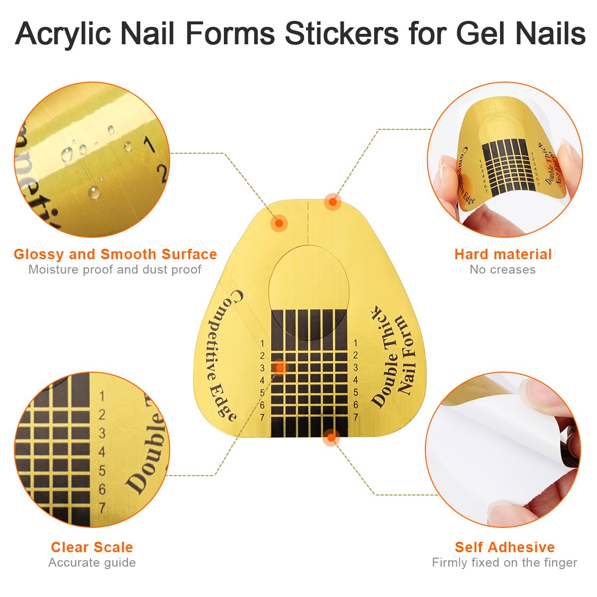 200 PCS Nail Forms for Builder Gel, AHIER Self-adhesive Nail Extension Forms for DIY at Home Professional Nails Art Supplies