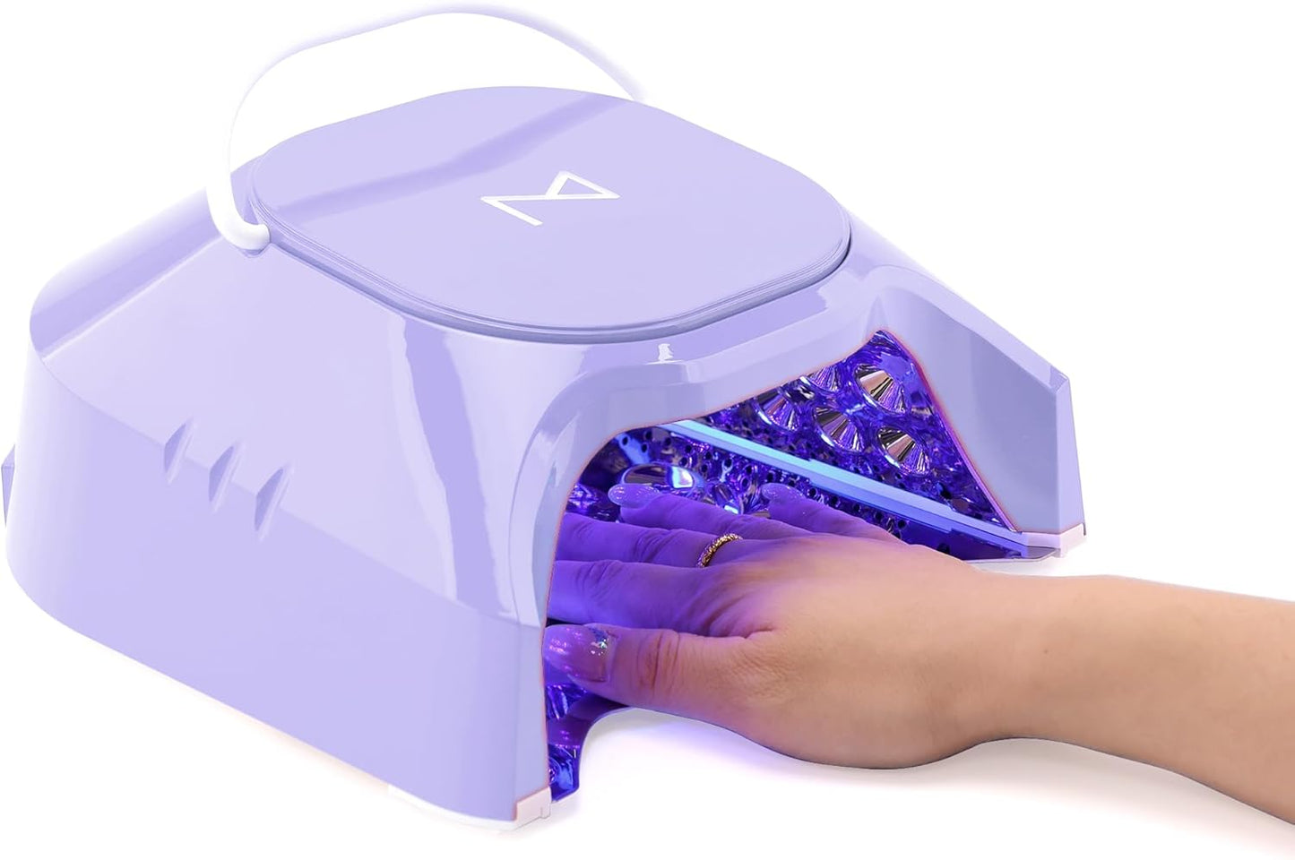M - GlowPro Professional Hybrid 86W Wireless Rechargeable UV LED Nail Curing Lamp Cordless Nail Dryer for Gel Nails, Manicure, Pedicure (Purple)