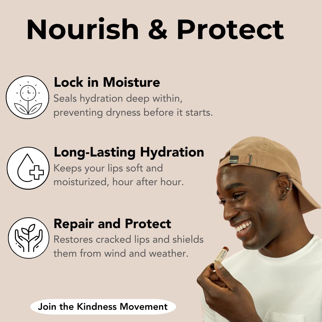 Unscented Lip Balm – Hydrating & Moisturizing with Organic Ingredients | Natural Lip Care for Dry, Sensitive Lips | Olive Oil, Gluten & Grain Free | Clean Beauty | Kind Lips Single Tube
