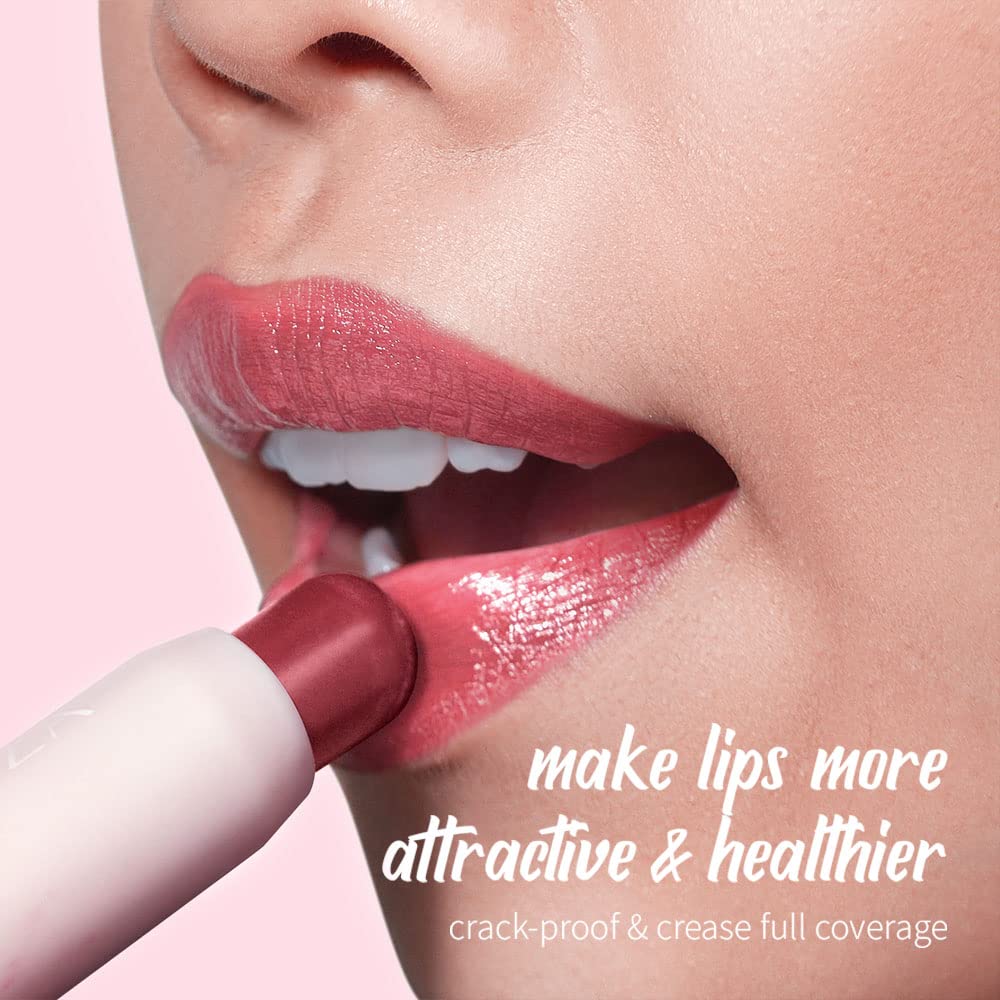 Tinted Lip Balm Chapstick with Color, Natural Semi - Gloss Finish, Hydrating/Coloring 2 in 1 Moisturizer Lip Stick for Girls & Women #02 Rose-In-Love