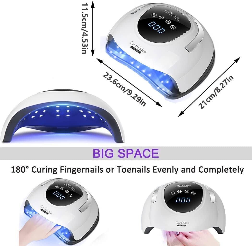UV LED Nail Lamp for Gel Polish 220W Fast Gel Nail Polish Professional Dryer Nail Curing Light 57 Lamp Beads Auto Sensor for Fingernail & Toenail