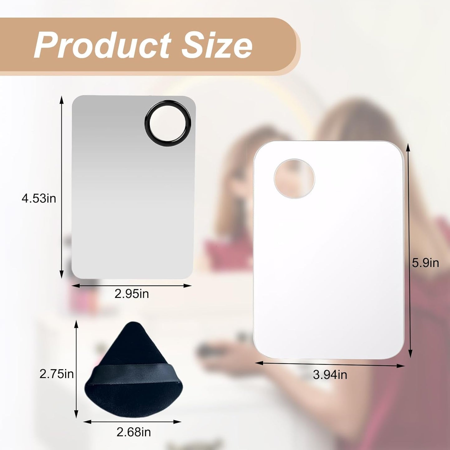 2 PCS Makeup Spatula Set, Acrylic Makeup Mixing Palette, Stainless Steel Foundation Spatula, Reusable for Mixing Eyeshadow/Lipstick/Nail Art/Foundation (with Foundation Spatula, Powder Puff)