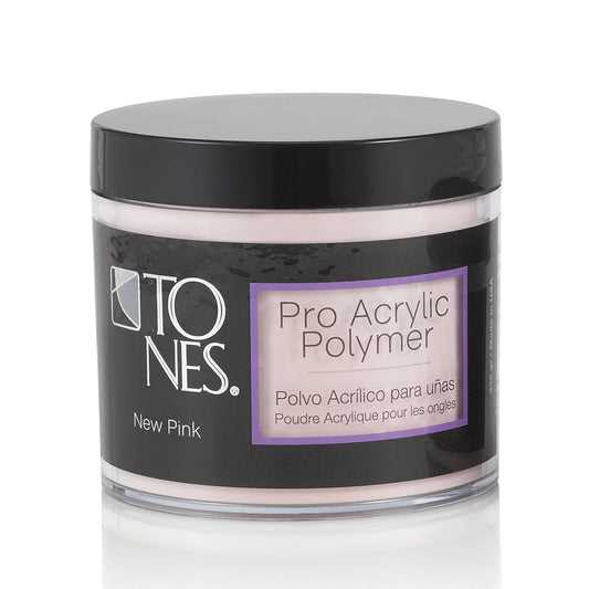 Tones Pro Acrylic Nail Powder, New Pink (Fresh Peach-Toned Pink), (8.5 Fl Oz) - Long-Lasting & Non-Yellowing Polymer for Salon Quality Nail Extensions & 3D Art