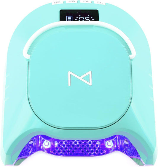 M - GlowPro Professional Hybrid 86W Wireless Rechargeable UV LED Nail Curing Lamp Cordless Nail Dryer for Gel Nails, Manicure, Pedicure (Teal)