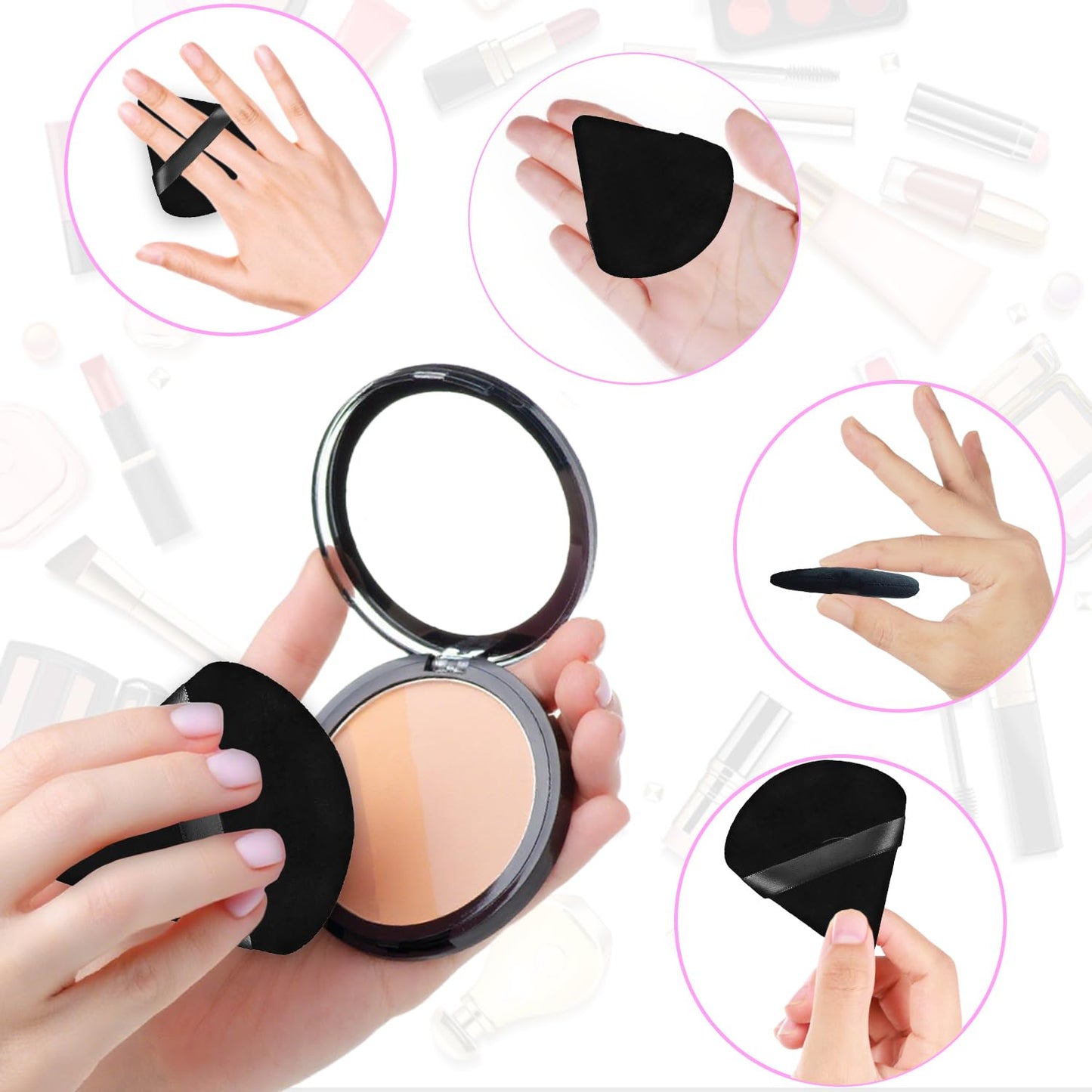 100PCS Black Triangle Powder Puff Face Makeup Powder Puffs Sponge Soft Powder Puffs for Loose Powder Cosmetic Foundation