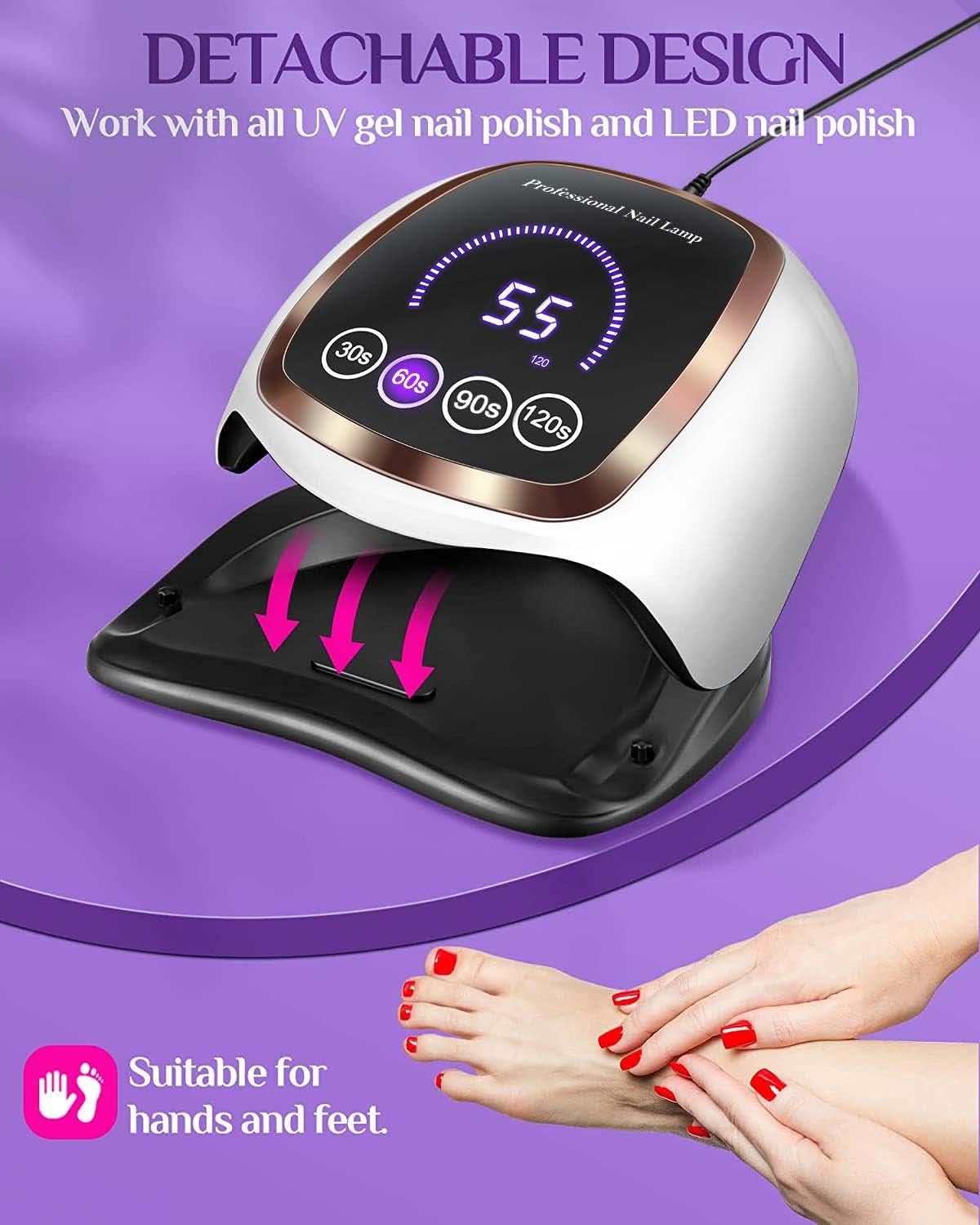 UV LED Nail Lamp, Gugusure Upgrade 180W Nail Dryer for Gel Polish with LCD Display, Auto Sensor and 4 Timer Settings, Professional Curing Lamp Light with 42 Beads for Salon and Home