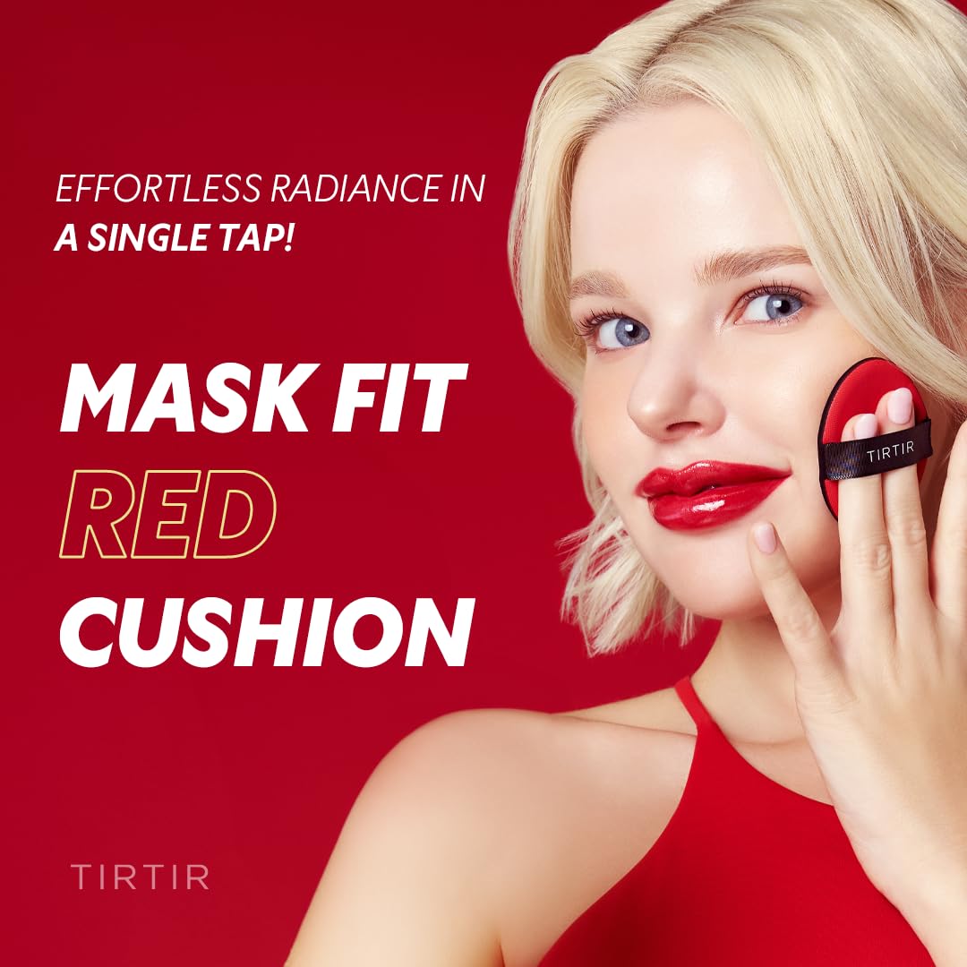 [*Mini Size*] TIRTIR Mask Fit Red Cushion Foundation | Full coverage, Weightless, Skin fit, Satin Glow Finish, Korean Makeup, beauty, Tattoo cover up, Buildable (#17N Vanilla, 0.15 Fl Oz)
