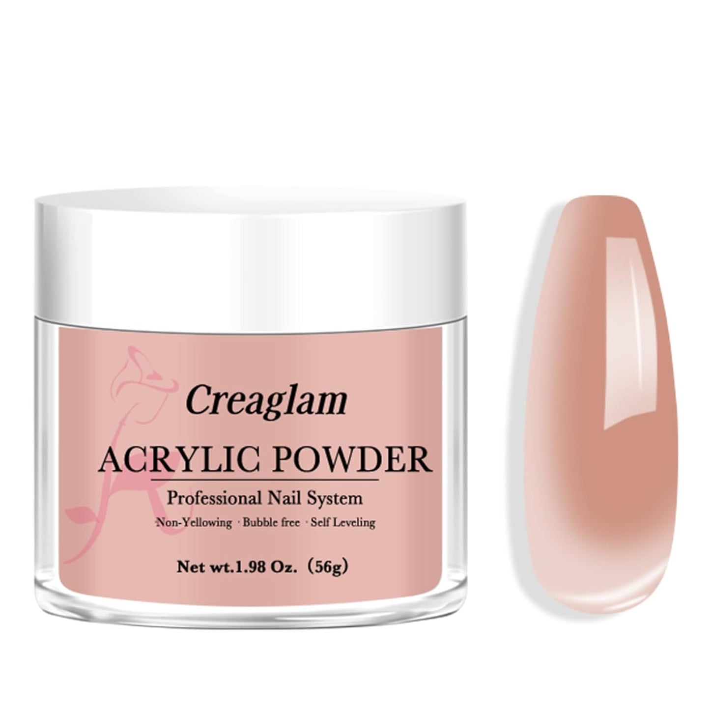 Acrylic Powder for Nail 56g: 2oz Peach Pink Acrylic Powder Large Capacity Professional for 3D Art Carving French Extension - DIY Nail Carving Long-Lasting No Needed Lamp