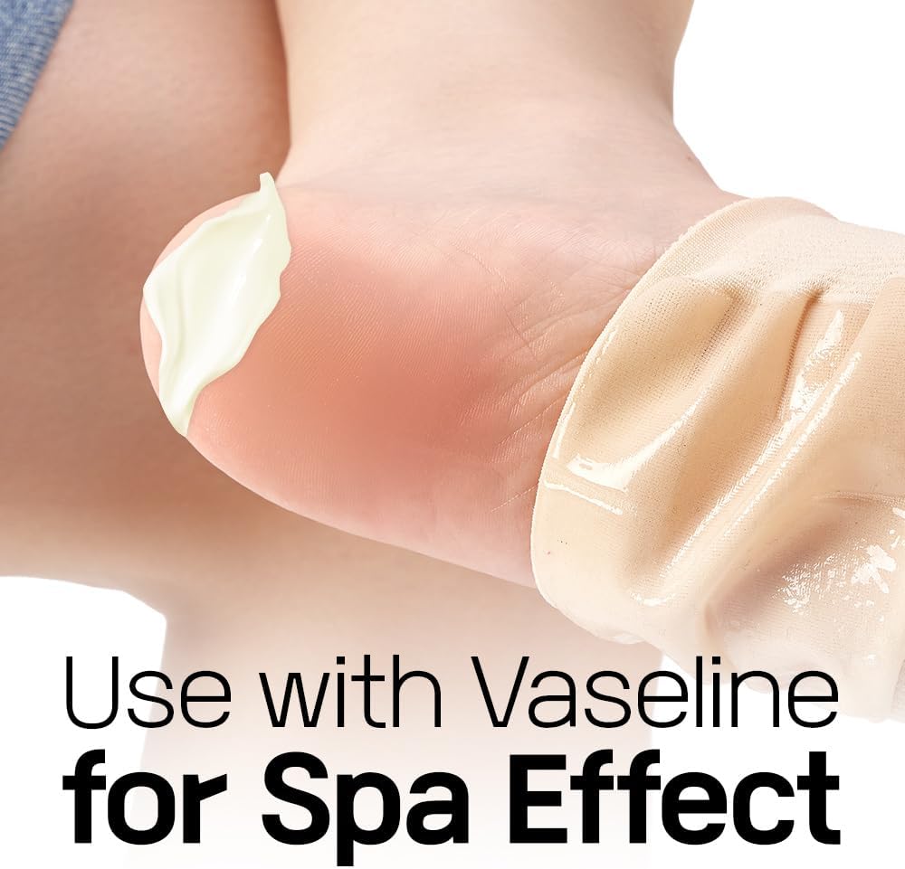 Moisturizing Heel Socks for Cracked Heels 2 Pairs (4 Socks) – Sillicon Gel Heel Socks for Dry Feet, Overnight Foot Care