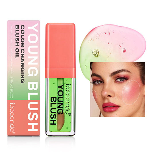 Color Changing Blush Oil, Skin's Natural PH Changing Blush for Dewy, Lightweight & Waterproof & Moisturizing Formula, Lasting Hydrating Rouge for All Skin, Easy To Blend, 6.5ml (Clear Green)