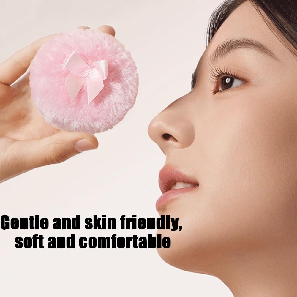 Luxury 4.2 Inch Glass Powder Container with 2 Plush Puffs｜Non-Sealed Refillable Organizer for Body Powder&Makeup｜Setting Powder Applicator w/Loose Powder Storage(Pointed Cylinder-Colorful-Large)