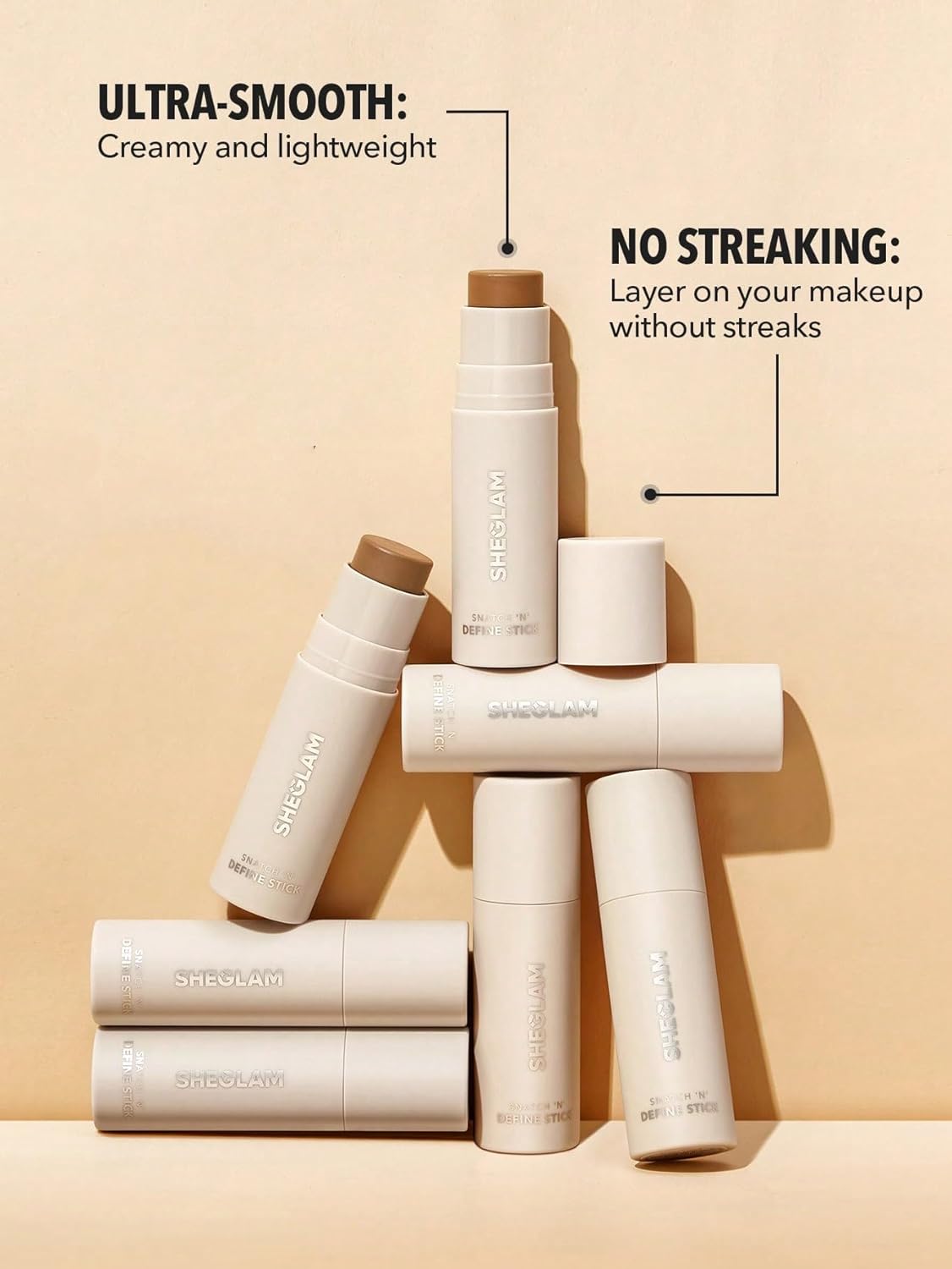 SHEGLAM Snatch 'n' Define Cream Contour Stick Long Lasting Highly Pigmented Sweat Proof Face Bronzer Makeup - Soft Tan