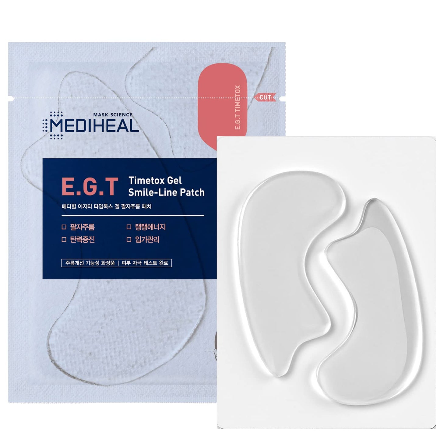 Mediheal E.G.T Timetox Gel Smile-line Patch 5 Pouch - Anti-Wrinkle Patches for Fine Lines with Marine Collagen & Adenosin - Anti-Aging, Firming Care -Water Soluble Essence Gel Type